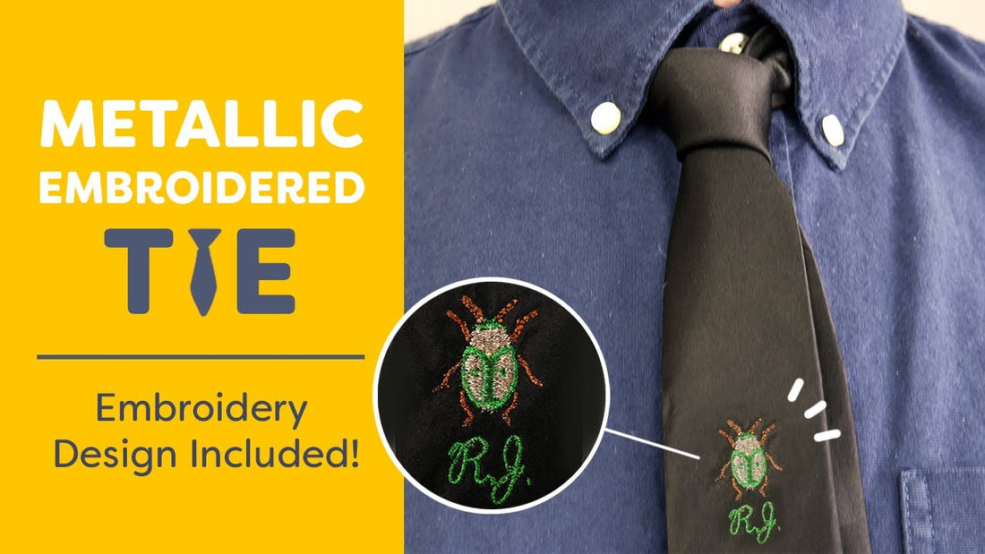 Metallic Embroidered Tie Tutorial (Free Embroidery Pattern Included!)