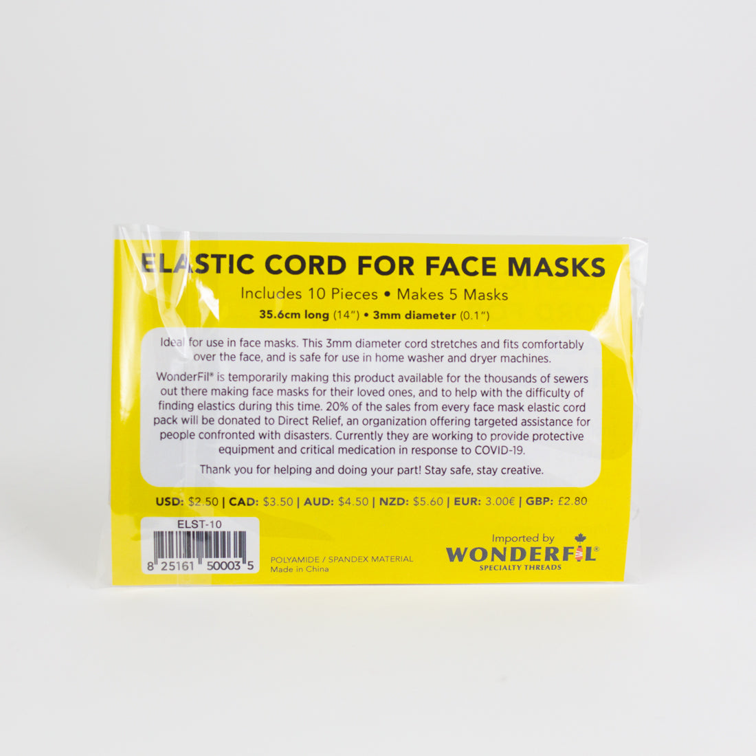 Elastic cord for face masks WonderFil Online EU